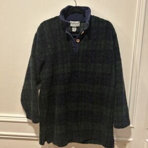 Vintage Plaid Bellepointe At Ease Sherpa Fleece Long Pullover Button